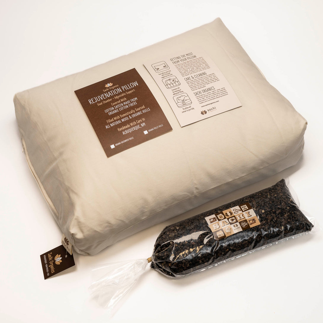 Rejuvenation Pillow: Natural Wool & Buckwheat - Sachi Organics 