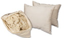 Natural wooly bolas pillow. Covered in a sateen fabric of organic cotton fibers.