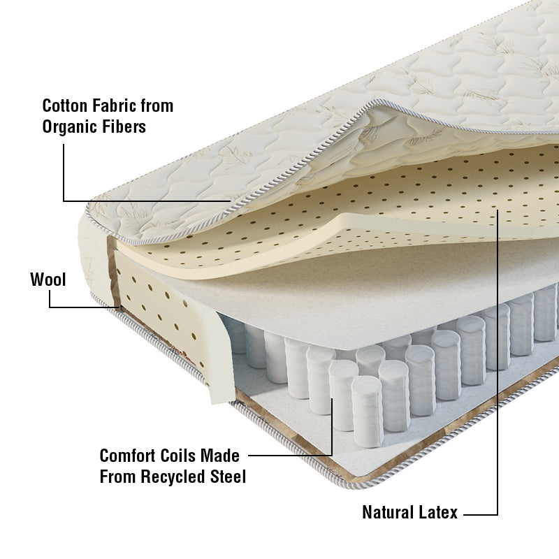 Sachi Organics Latex Comfort Coil Mattress Plush Comfortable