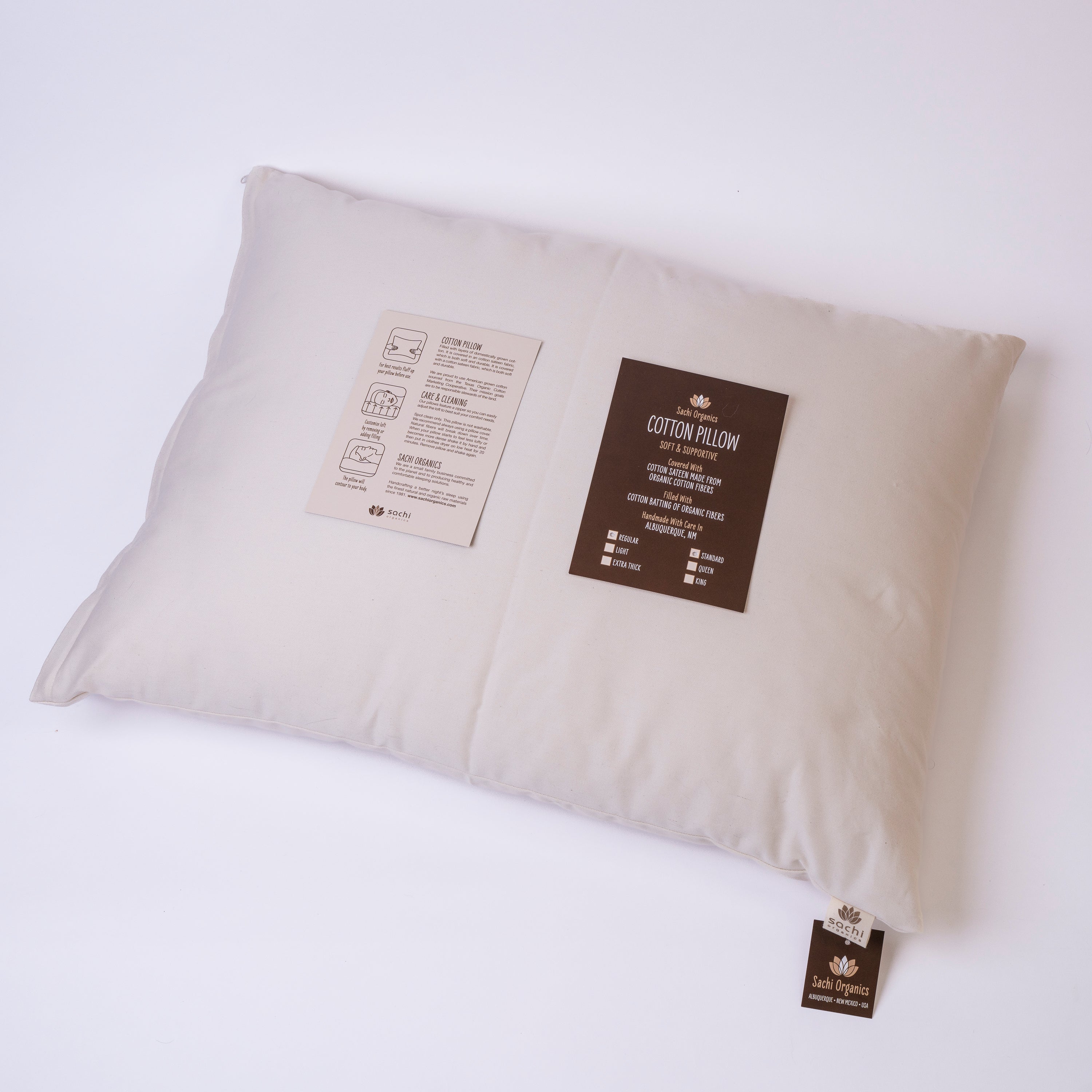 Ergonomic Pillow Filled with GOTS Certified Cotton
