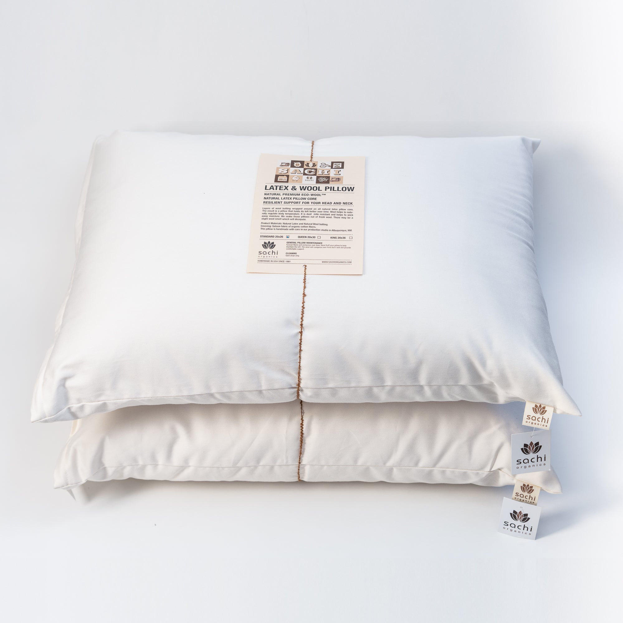 Latex & Wool Pillow - Natural Latex Rubber with Premium Eco