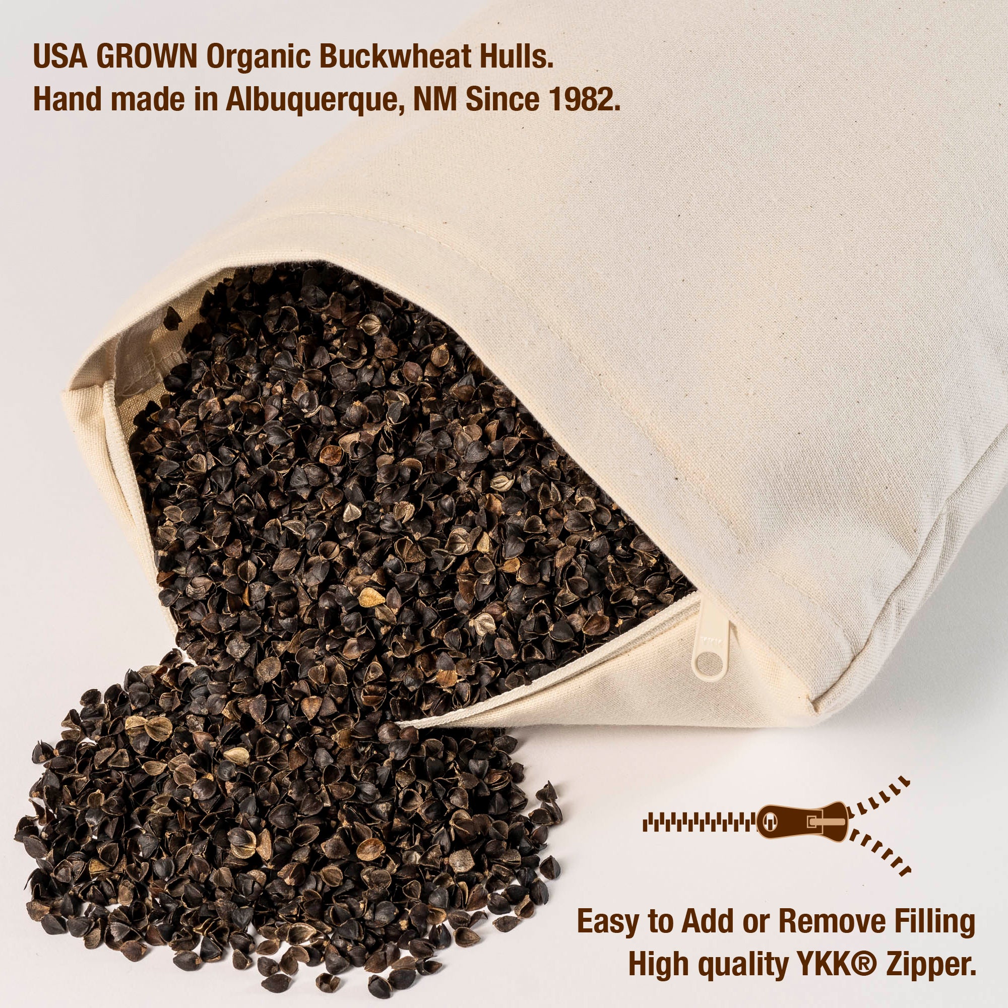 Buckwheat Hulls Pillow, USA Made